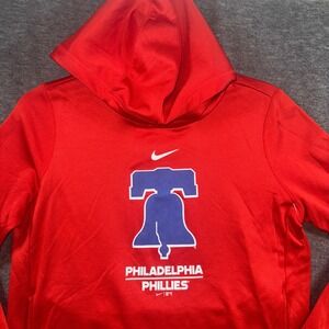 Philadelphia Phillies Nike Red Liberty Bell Hoodie Sweatshirt Womens Large NEW
